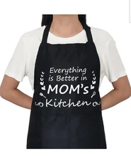 Everything is Better in Mom's Kitchen Black Apron - Gifts For Mom