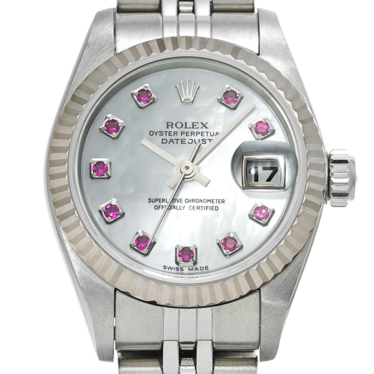 ROLEX Datejust 26 79174NGR White shell/Ruby WATCH 724709 image 5