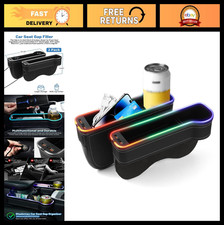 RGB Color Changing LED Car Seat Gap Filler Organizer with Cup Holders USB Char
