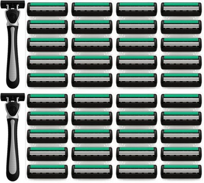 Einwegrasierer + 42 Rasierklingen Set Rasierer Men Herren Nassrasierer 3 Klingen