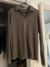 Loro Piana Cotton Polo Shirt Long Sleeve Size Large