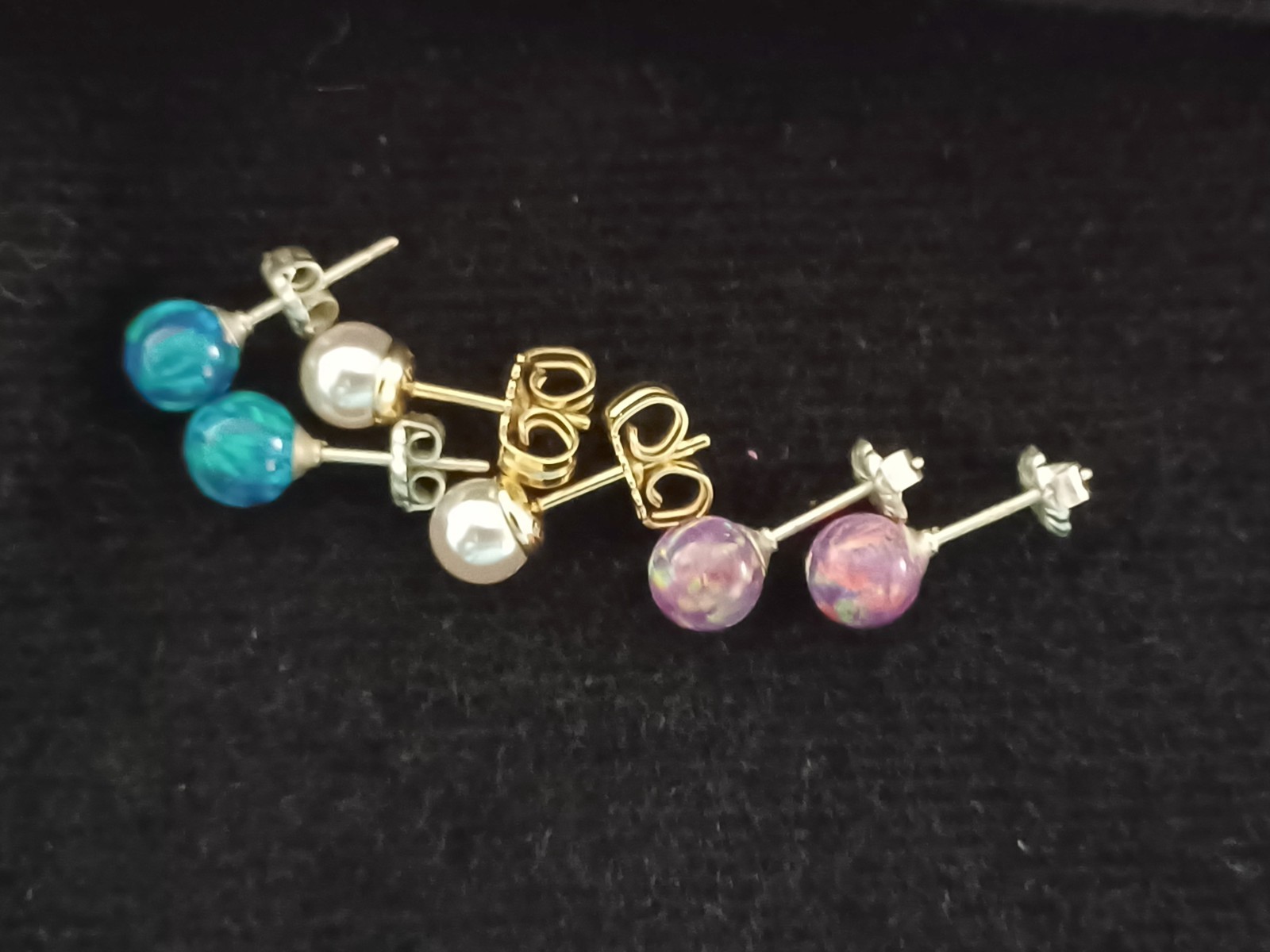 STUD BUNDLE: Lavender Created Opal, Peacock Creat… - image 1