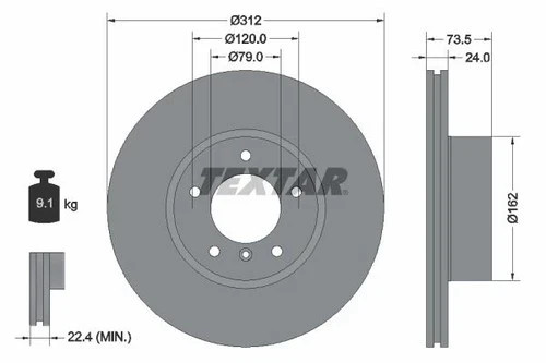 2 X Textar 92176105 Bremsscheiben Ø 312Mm BMW 3Er E90 E91 E92 E93 X1 E84 Vorne-image