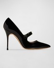 100% AUTHENTIC NEW WOMEN MANOLO BLAHNIK BLACK CAMPARI MARY JANE HEEL EU 40/US 10 — photo 2