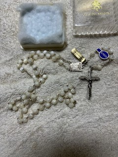 Rosario Vaticano Vintage Vera Madreperla Alpaca En Caja Original