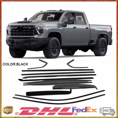 #ad #ad For 2020 2025 Chevy Silverado HD 2500 3500 black Window Decor Trim Strip Cover $168.99