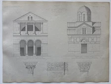 Antique Architectural Print Art Byzantin Churches Capitals Ve–VIIIe Siècles 1868