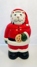 Vintage Coco Dowley Santa Claus Kitty Cat Ceramic Cookie Jar