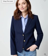 J.CREW Women's Original Schoolboy Wool Blend Blazer Navy Size 0 Button Front