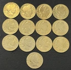 LOT OF 13 - 90% Silver Barber Quarters Layered In Pure Gold 1905 1915-S 1904-O
