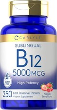 Vitamin B12 5000 mcg 250 Fast Dissolve Tablets Vegetarian by Carlyle