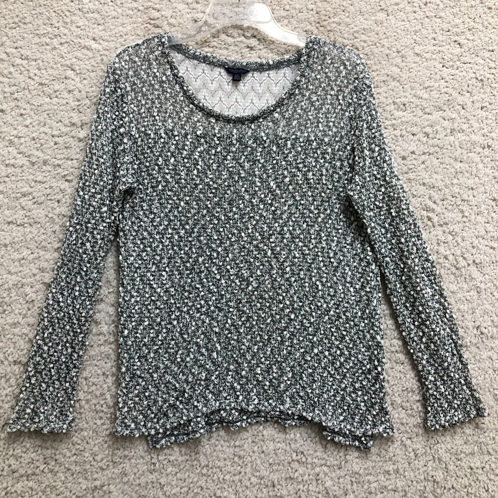 Aeropostale Sweater Large Adult Gray Popcorn Knit Metallic Long Sleeve Womens L
