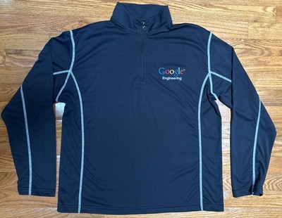 ''Google Engineering'' Black Dri-fit Casual Athletic 1/4 Zip Pullover Men's S