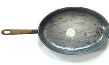 NOS Vintage BIA CORDON BLEU #28 France Tin-lined Copper Oval Frying Pan 11x7 x2"