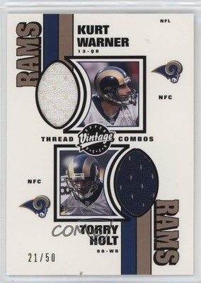 2001 Upper Deck Vintage Threads Combos 21/50 Kurt Warner Torry Holt HOF 4f5