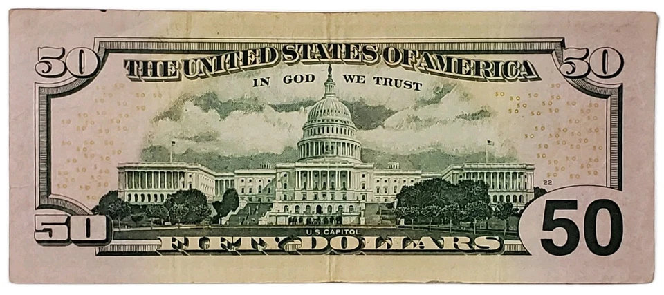 2006 $50 Dollars Bill With Print Error N Star Note IG Series. - Image 4 of 4