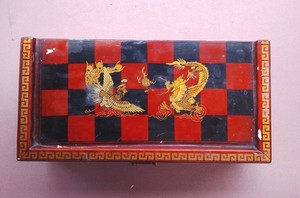 Qing Dynasty Army Chess Set Board- Unique Painted Vintage Collectible 8'' Box