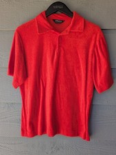 VTG JCPenney Polo Shirt Mens Medium Red Terry Cloth Polyester Short Sleeve 70s