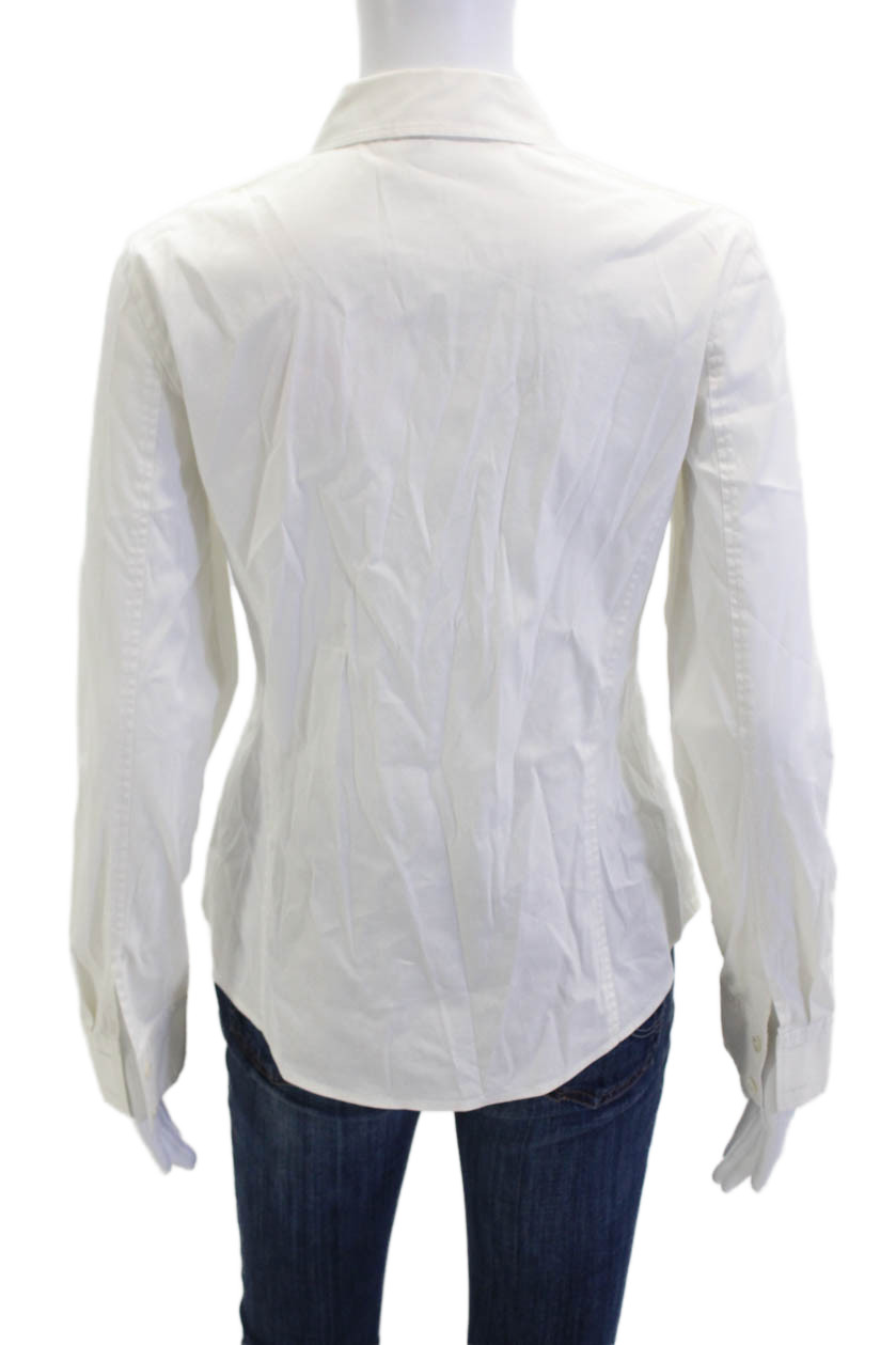 Theory Women Basic Collared White Long Sleeve But… - image 3