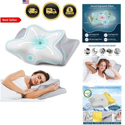 Neck Pillow Cervical Memory Foam Pillow for Pain Relief Side Sleepers
