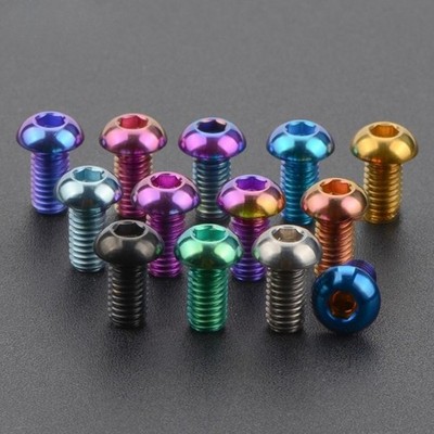 Titanium Bolt M5x8 10 12 15 18 20 25 30mm Button Hex Head Ti Screws for Bicycle