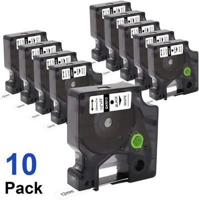 10x Schriftband für Dymo D1 45013 12mm Weiß für LabelManager 160 280 LabelPOINT