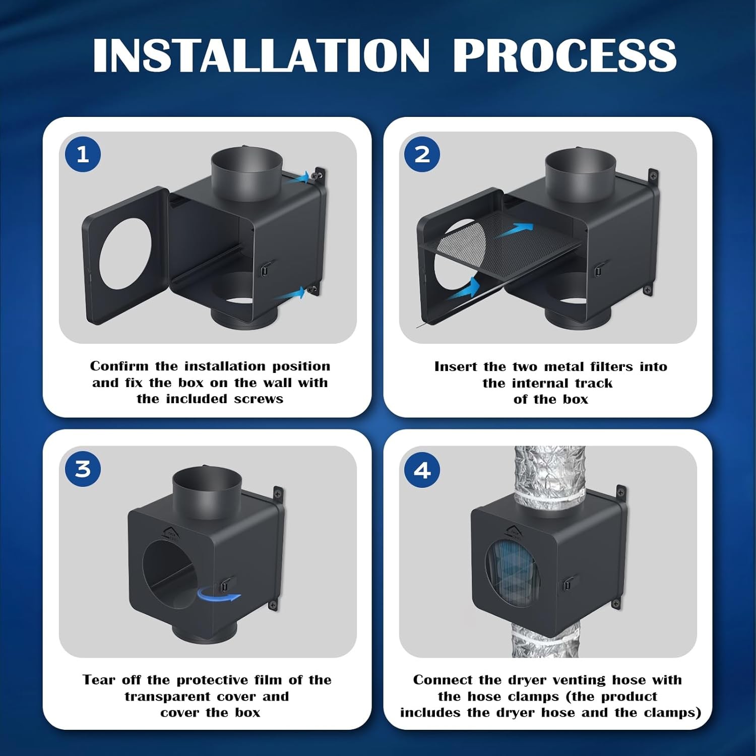 Metal Dryer Duct Lint Trap, Indoor Dryer Vent Kit, Indoor Dryer Vent for Electr