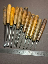 11 ANTIQUE CARVING CHISELS