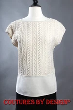 St John Knits Milano & Cable Knit Tank, Top, Shell Linen Sz Petite NWT MSRP $595