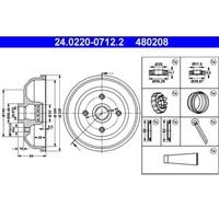 Bremstrommel ATE 24.0220-0712.2 (2 Stk.) FüR Opel Corsa A TR Tigra