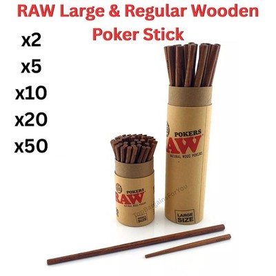 RAW Natural Wooden Poker Stick - Premium Rolling Tool - Pokers Pack for Cones