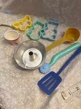 children's kids baking tools. Cookie cutters, crimper, spatula, angel food cake