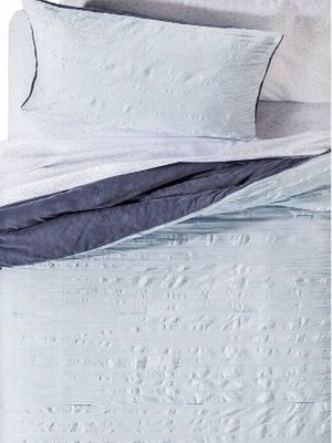 Textured Blue Twin XL Bed in Bag Comforter Plush Dorm Set 5 pc