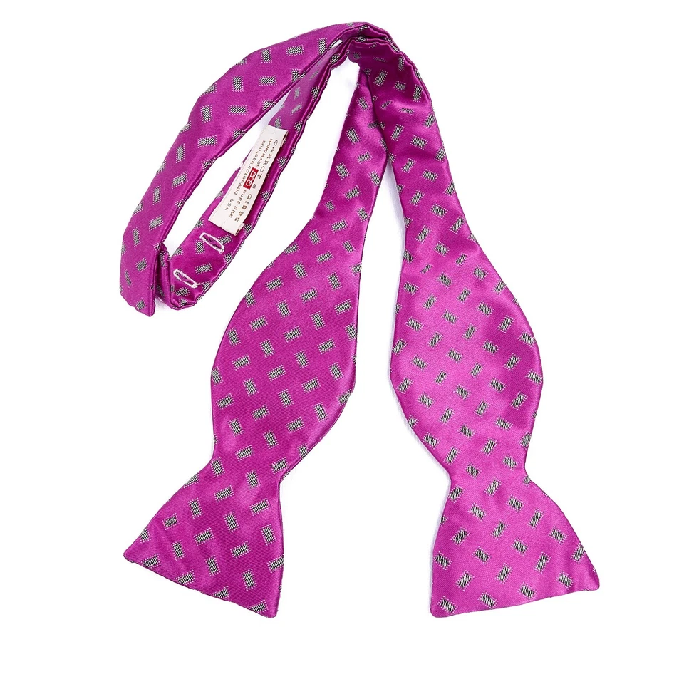 Juego de pajarita y fajarita de seda rosa fucsia geométrica zanahoria y Gibbs Foto 4 de 4
