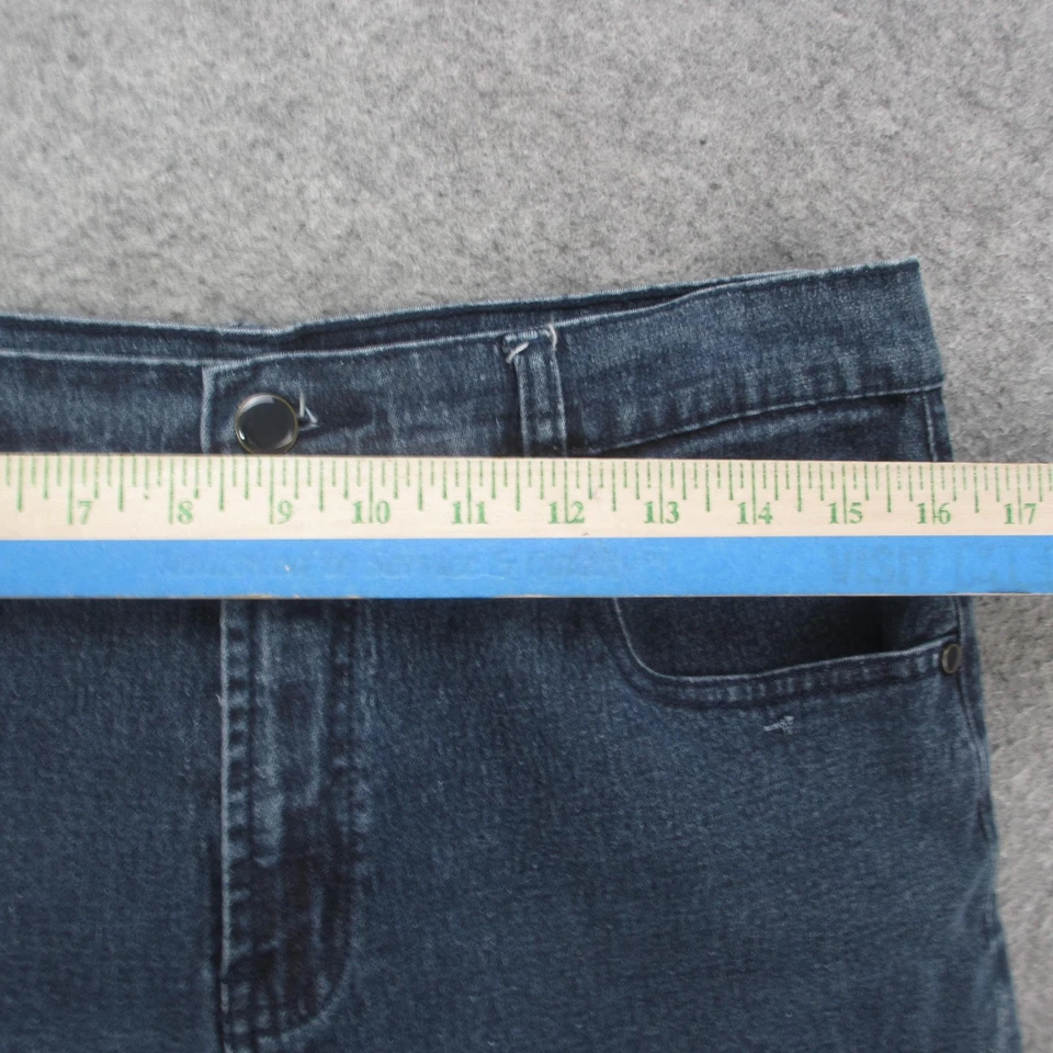 Pantalones de mezclilla DG2 Diane Gilman para mujer 10 azul lavado oscuro elástico pierna recta Foto 3 de 4