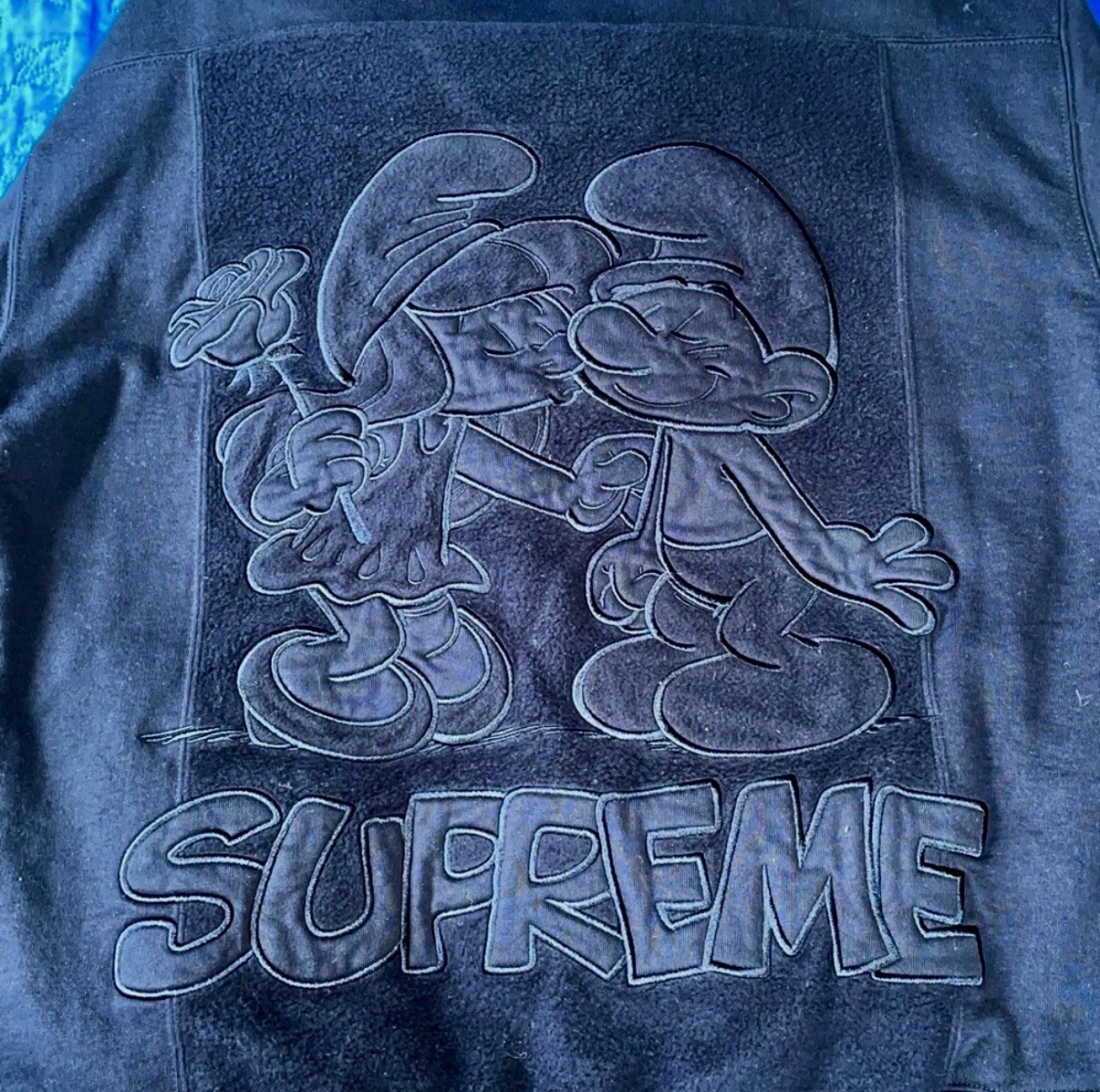 Supreme x Smurfs Hooded Sweatshirt Black Mens Size Large Hoodie Never Worn DS thumbnail 4
