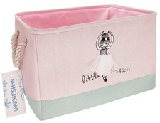 Rectangular Storage Bin Collapse Canvas Fabric Cartoon Basket with Handles