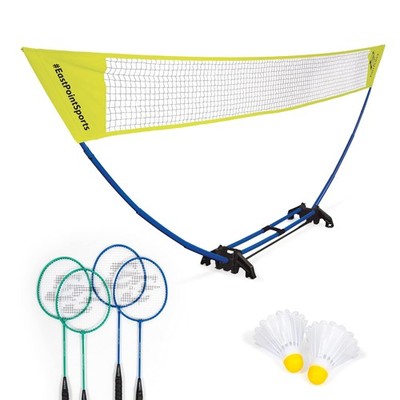 EastPoint Easy Setup Badminton Set - 5 ft Net, 4 Rackets, 2 Shuttlecocks - Qu...