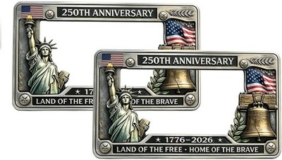 250th Anniversary US License Plate Frame Wmool Aluminum Standard Car PlateHolder