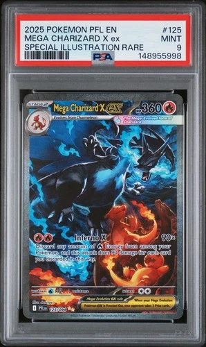 2025 POKEMON PFL SPECIAL ILLUSTRATION RARE #125 MEGA CHARIZARD X EX PSA 9