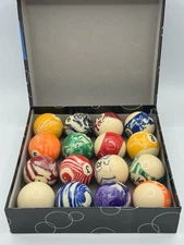 Sportcraft Pool Billiard Complete Set Marbled 16 Balls Original Box
