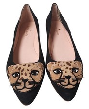 Kate Spade New York Norman Ballet Flats Leopard Cat Face Calf Hair Size 8.5 NEW