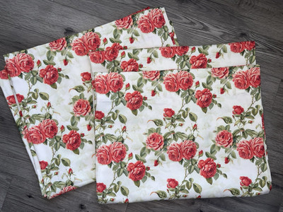 Spoonflower Floral / Red Rose 100% Cotton Curtain Panels 2- 84  X 48 