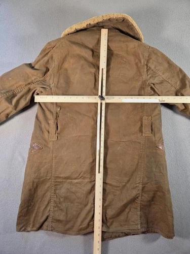 Vintage Barnstormer Coat Mens Small Brown Moleskin Shearling Lined Leather Trim image 13
