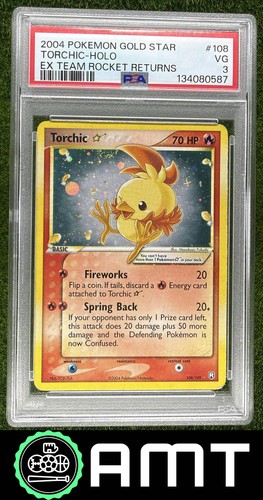 Torchic Gold Star PSA 3 2004 Pokemon EX Team Rocket Returns #108/109 0587