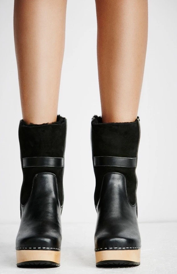 Sueco Hasbeens Grueso Hippie Zueco Bota Sherling Gamuza Cuero 40 EE. UU. 10 Foto 3 de 4