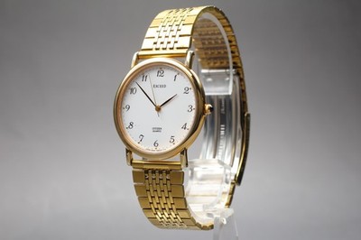 Vintage Near MINT Citizen Exceed 5637-F60102 Gold 33mm Mens Qz Watch JAPAN