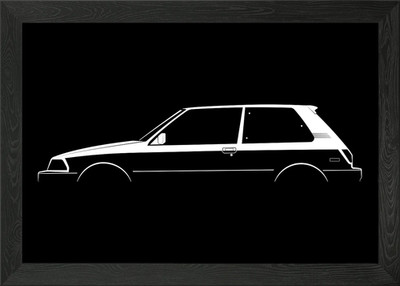 Corolla FX16 GT-S (E82) Silhouette gerahmtes Wandbild Poster Leinwanddruck Bild