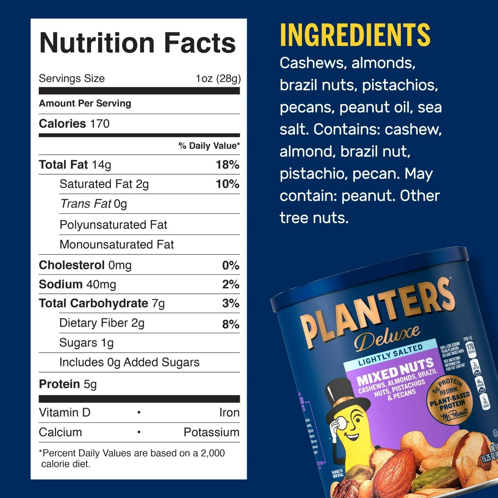 PLANTERS Deluxe Lightly Salted Mixed Nuts, Party Snacks, Plant-Based ...