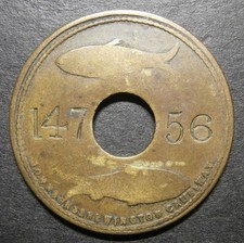 Market token - Hull GNSF Co. limited - Billingsgate fish London numbered 29.6mm